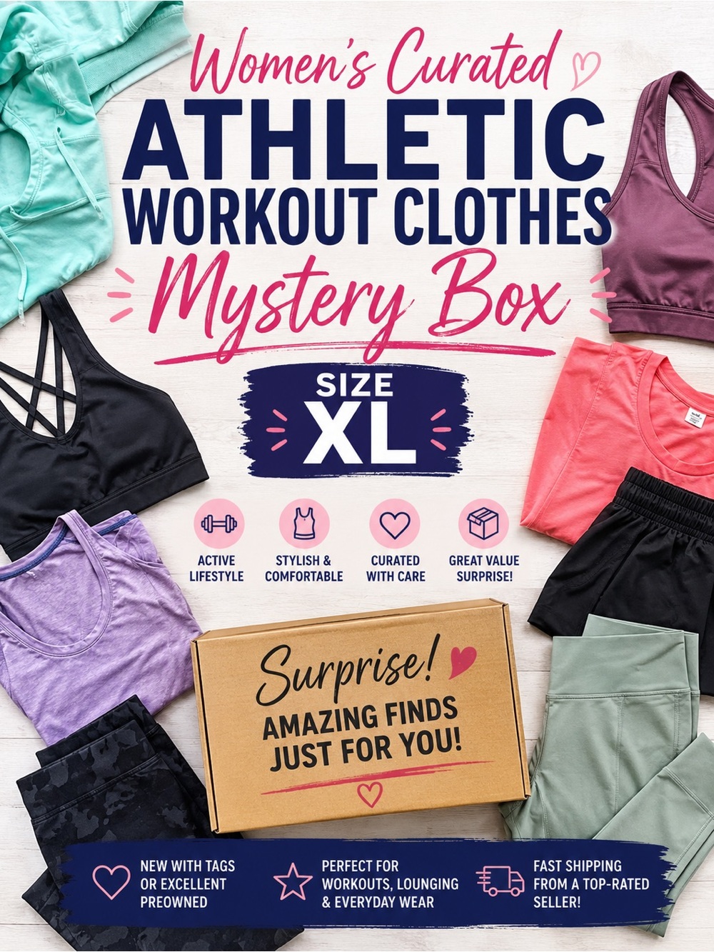 Women’s Curated Athletic Workout Clothes Mystery Box - Size XL